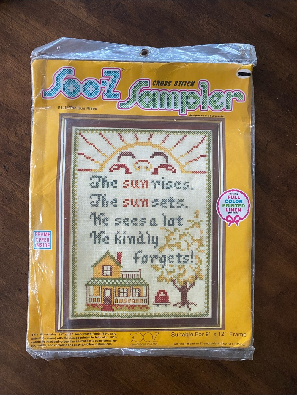 Sooz Sampler • "The Sun Rises" • Cross Stitch Kit • Vintage • 1976